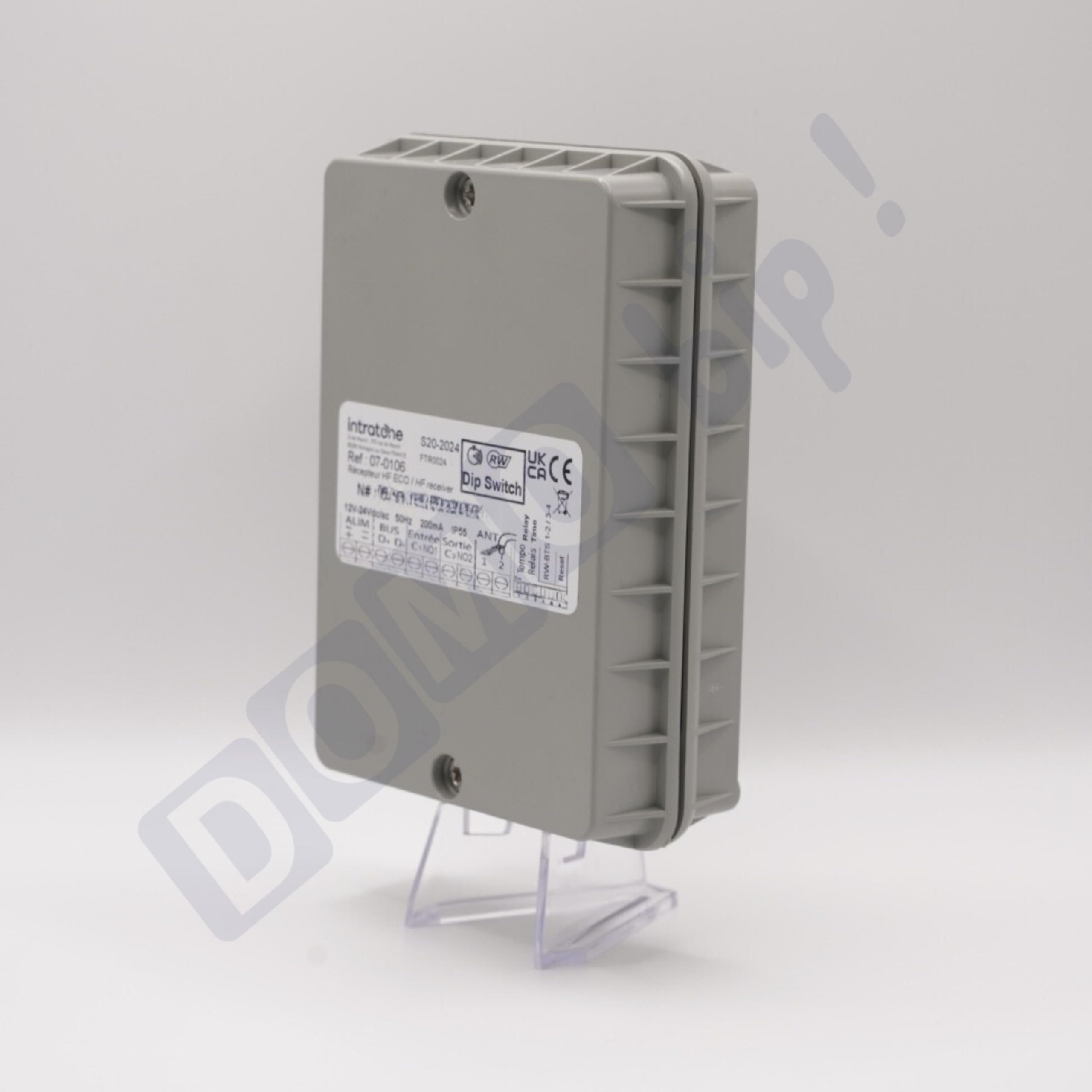 INTRATONE - Récepteur HF ECO 07-0106 | Module radio 868 MHz à code tournant sécurisé | Jusqu’à 1 022 télécommandes | Usage professionnel + 1 Porte-clés DOMOBIP