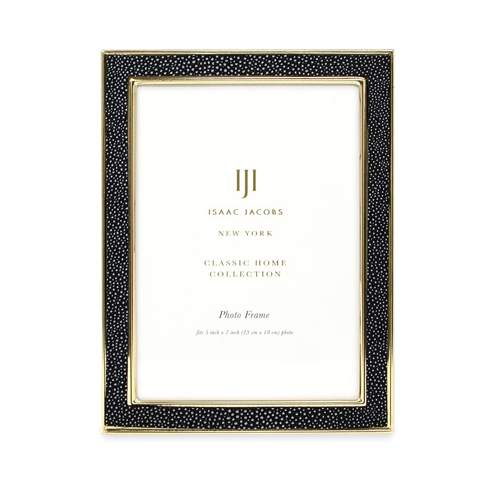 Amazon.com - Isaac Jacobs 5x7 Black Leather with Gold Metal