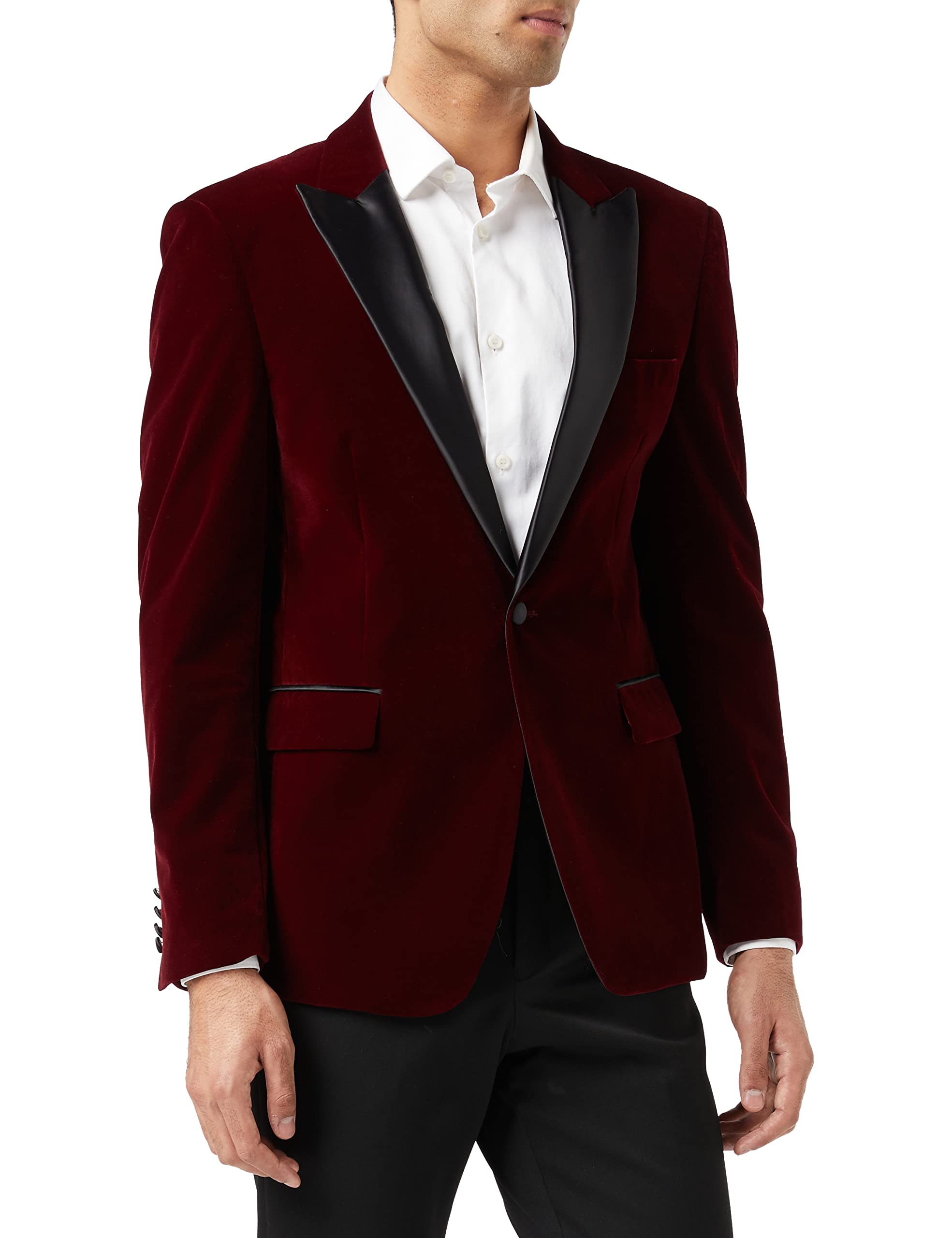 Mens Velvet Tuxedo Dinner Jacket Retro Smoking Coat Formal Tailored Fit Blazer[BLZ-Dinner-SAM-Burgundy,Wine Velvet,Chest UK 52 EU 62]
