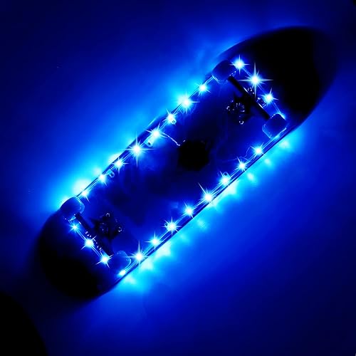 Luz LED para patineta, luz de monopatín con control remoto, luz de longboard, luz de tabla corta, cambio de color de 16 por ti mismo, impermeable, a