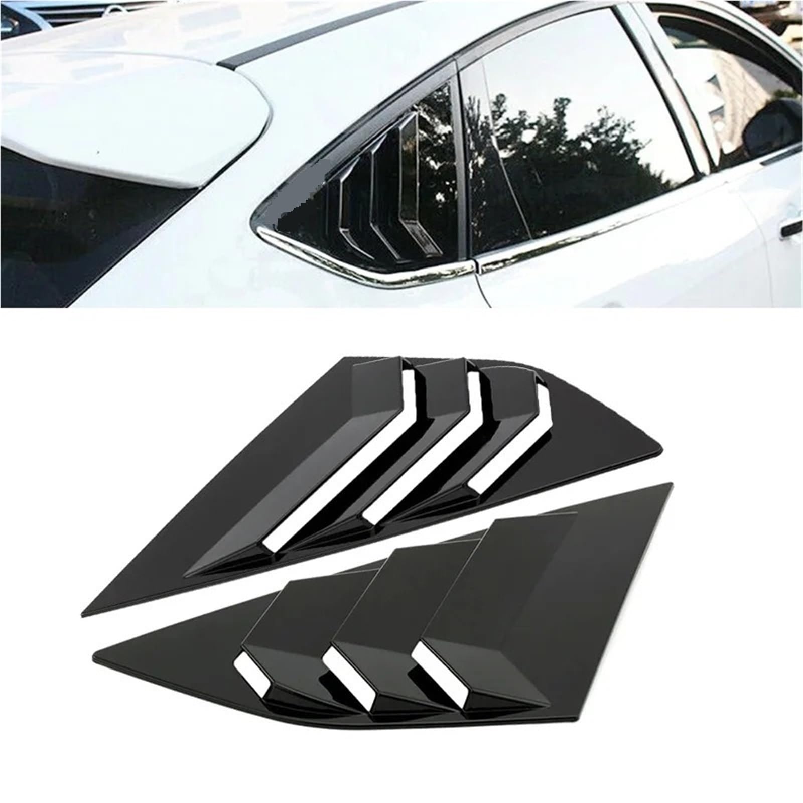 Spoiler Migawki Tylnej Szyby 2x Pasuje do Forda Focus ST RS MK3 Hatchback 2012-2018 Włókno węglowe Żaluzje na tylną szybę Boczne żaluzje wylotowe Osłona żaluzji tylnej szyby