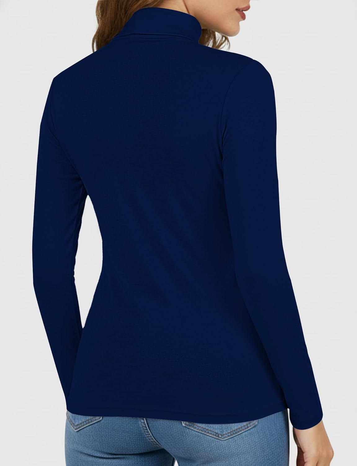 Womens Long Sleeve Turtleneck T-Shirts Mock Neck Underwear Fall Winter Fashion Base Layer Casual Lightweight Soft Tops - Image 4