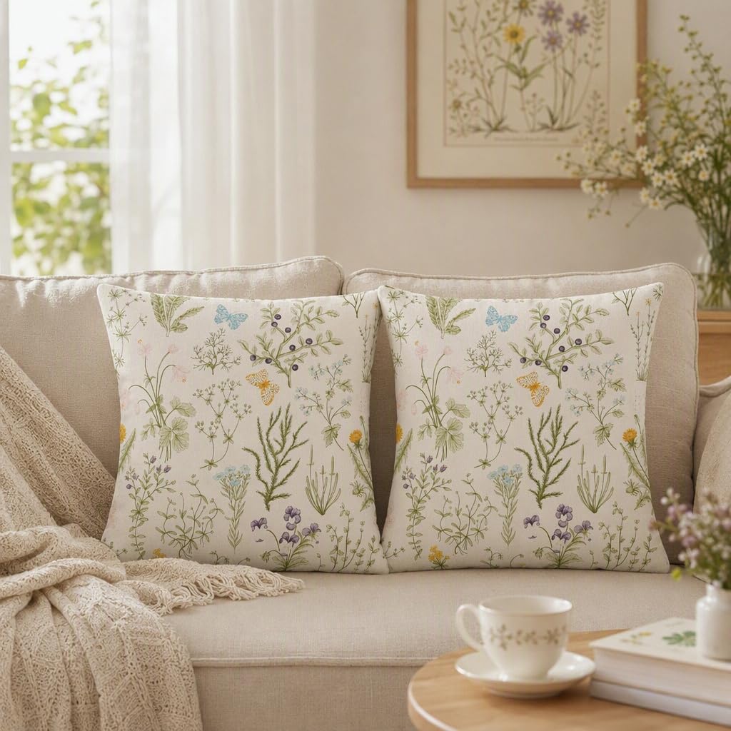 Vosali Premium Sage Green Cushion Covers Set of 2 with Hidden Zipper