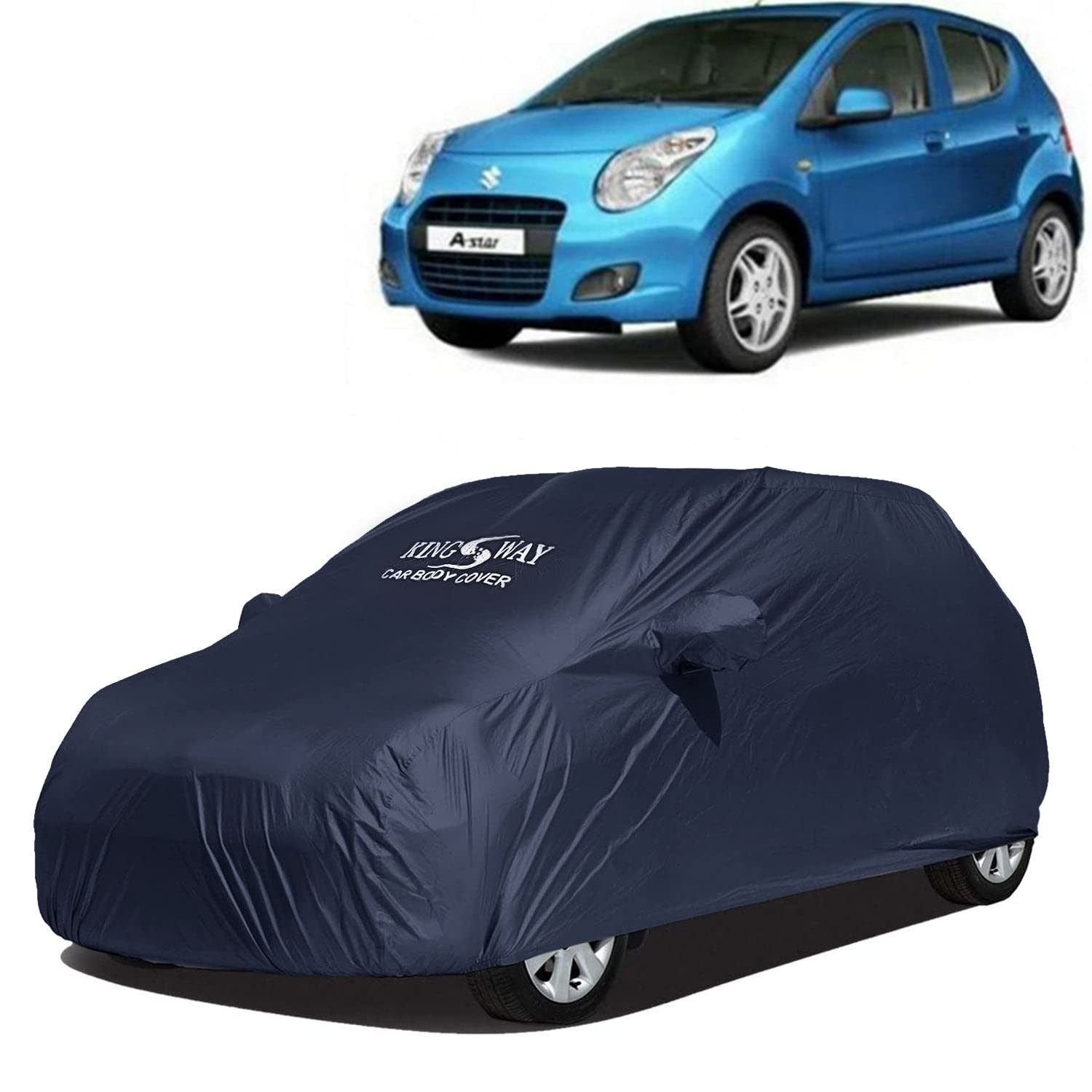 KINGSWAY Accessories Waterproof Car Cover Only Compatible with Maruti Suzuki A Star Year 2008 to 2013, Mirror Pockets, All Weather, Bird Poop, Scratch and UV Protection Car Body Cover, Grey