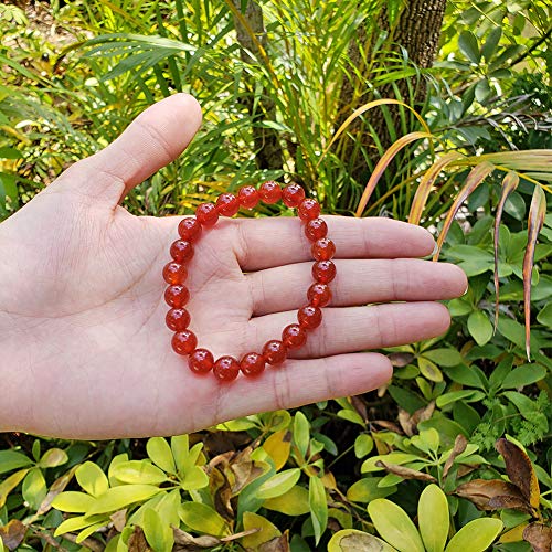 Guangzhouchengmu Chengmu 8Mm Red Agate Stretch Bracelet For Women Natural Handmade Round Beads Semi Precious Gemstone For Crystal Elastic Beaded Bracelet 7.5" #TOP4
