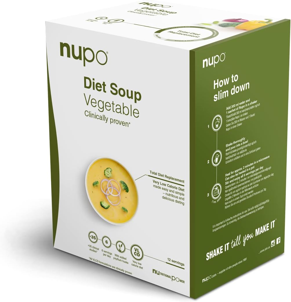 NUPO Diet Soup Vegetable – Premium dieet soep om af te vallen, complete maaltijdvervanger om af te vallen, 12 porties, glutenvrij, GMO-vrij