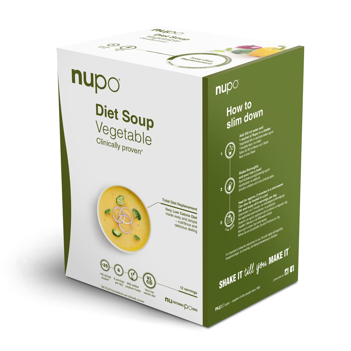 NUPO Diet Soup Vegetable – Premium diet soup for weight loss, complete meal replacement for weight loss, 12 servings, gluten-free, GMO-free