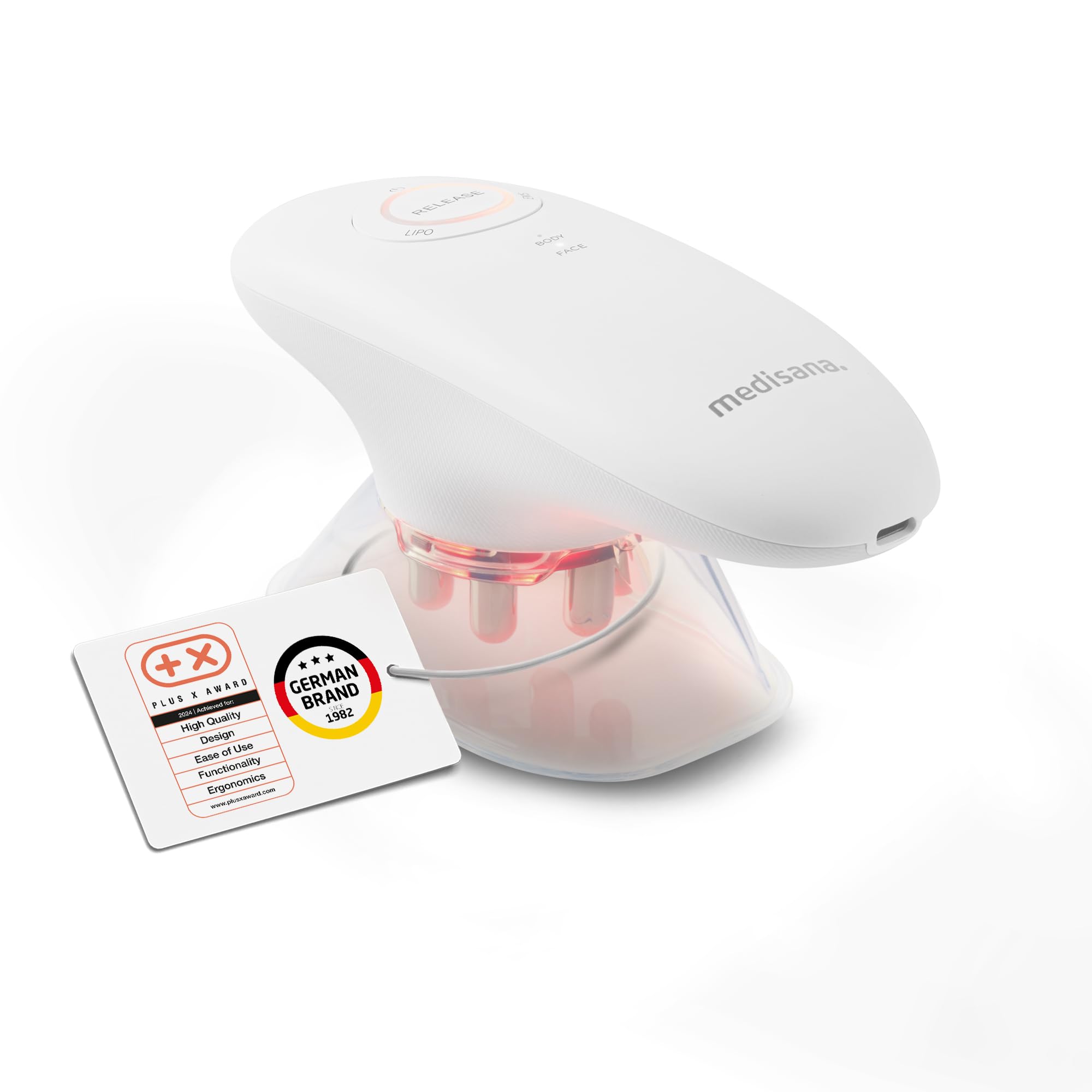medisana VC 150 Cupping and EMS Massager, 3-in-1 Vacuum Cellulite Remover Machine with Red Light Therapy, 6 EMS Levels, 3 Suction Intensities, Rechargeable Device, 2 Cup Sizes