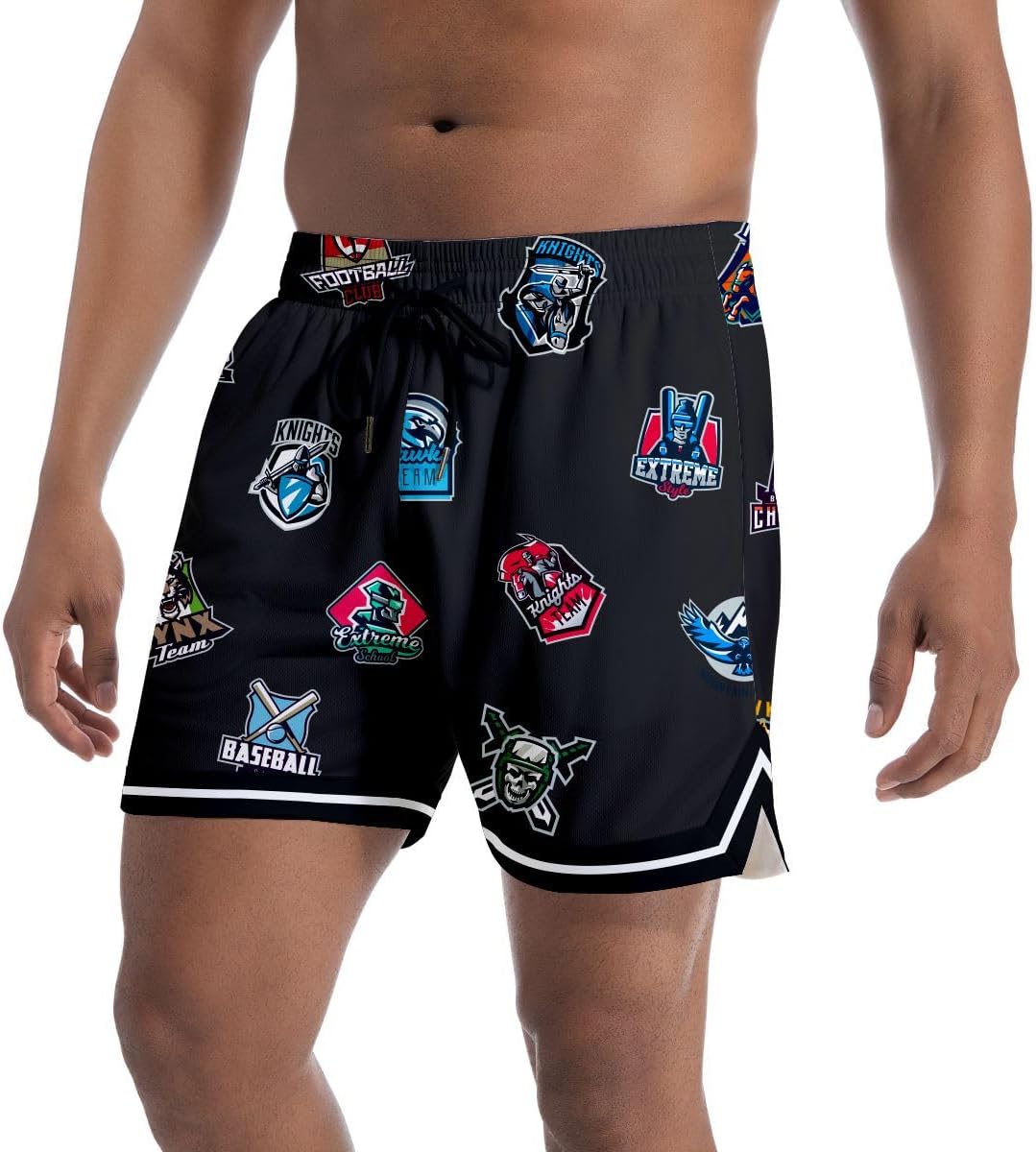 Men's 5 Inches Inseam Mesh Graphic Basketball Shorts Drawstring Running Workout Shorts Summer Cool Casual Shorts - Image 2