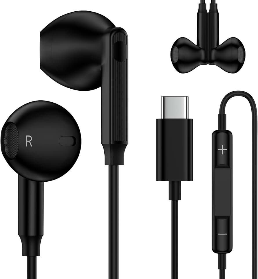 Fones de ouvido Samsung S25 Ultra FE USB C com fio para Galaxy S25 Edge S25+ Z Fold7 Z Flip7 FE S24Ultra/A17 A26 A36 A56, fone de ouvido intra-auricular tipo C com microfone e controle de volume