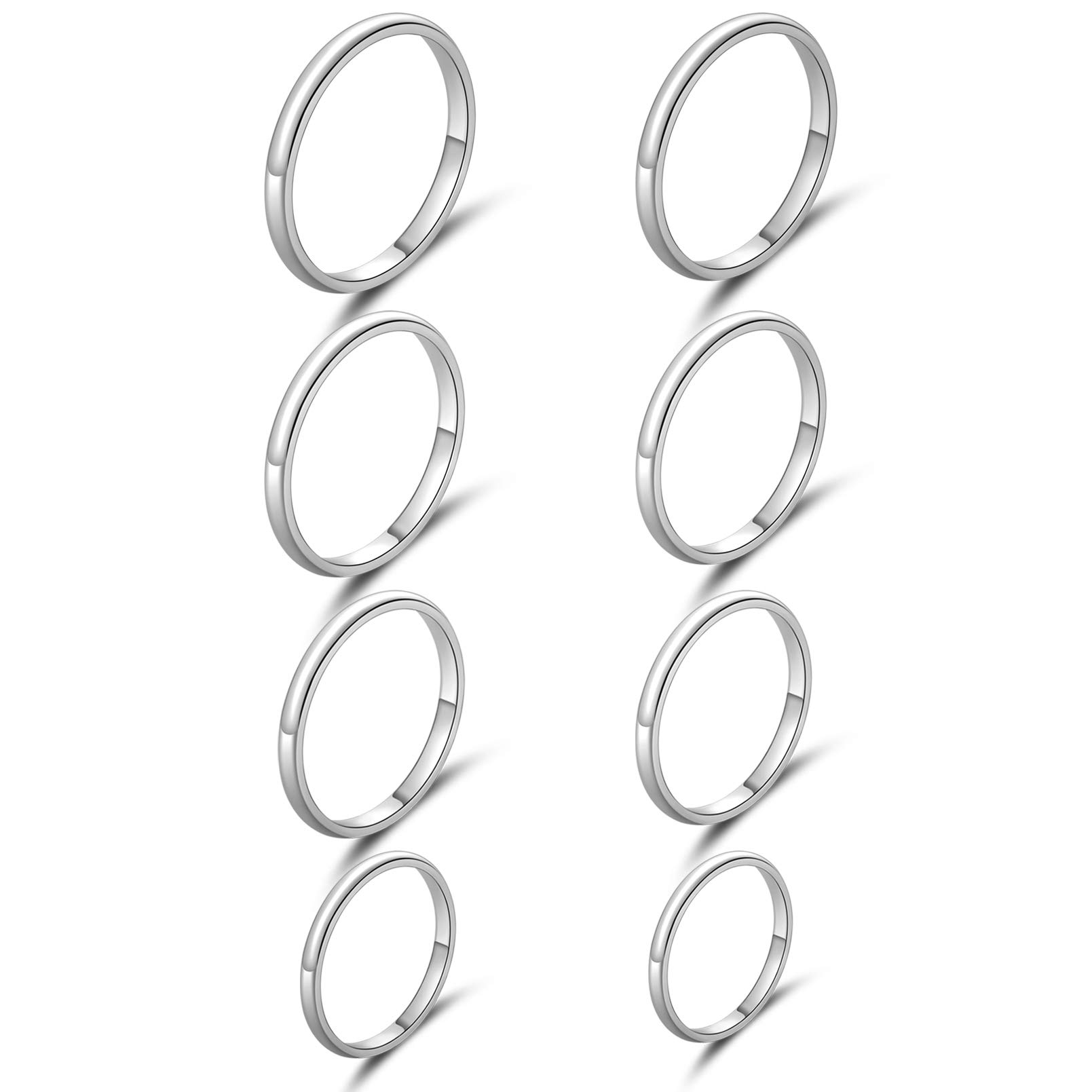 3-4-8pcs Knuckle Rings for Women 1mm-2mm Band Stacking Rings Size 3-10 Titanium Stainless Steel in Gold/Rose Gold/Silver/Black