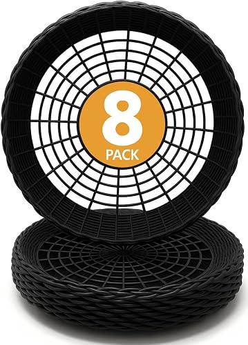 Maryland Plastics 9" Paper Plate Holders – 8-pack, USA Made, Reusable Heavy-Duty Wicker-Style Holders, Dishwasher-Safe, Perfect for Parties & Picnics (Black)