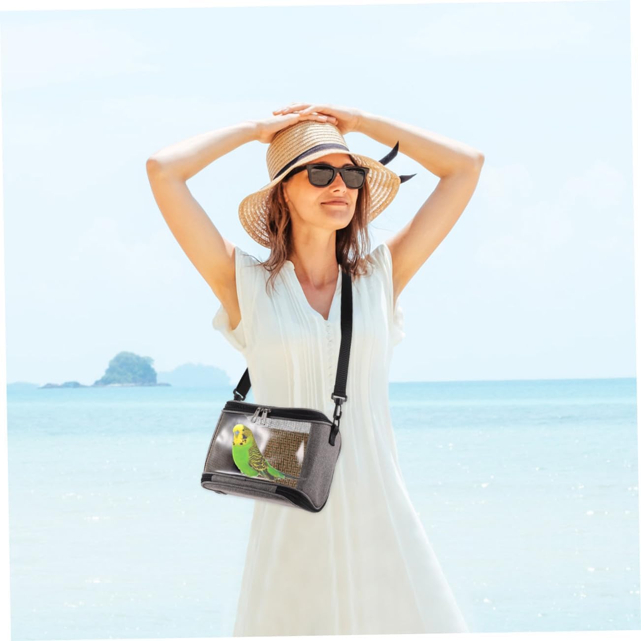 Parrot Carrier Bag Large Capacity Cross Body Pet Bird Travel Bag Handheld Breathable Outdoor Pouch for Small Birds Gray
