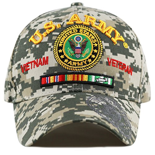 The Hat Depot Official Licensed U.S. Military Vietnam Veteran Ribbon Cap (Digital Camo-U.S. Army)