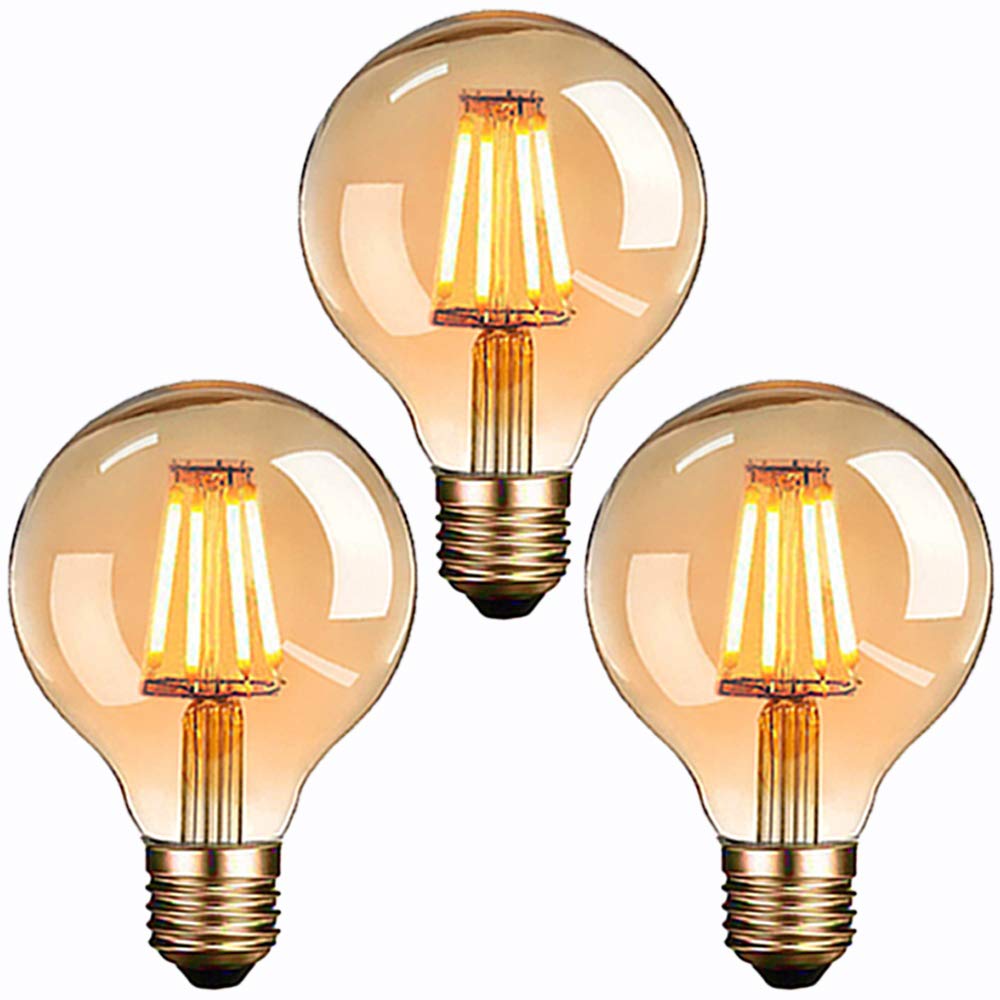 LED Vintage Edison Bulb, Vintage Light Bulb G80 E27 4W (Equivalent 40W) Edison Retro Style LED Filament Decorative Light Bulb - 3 Pack