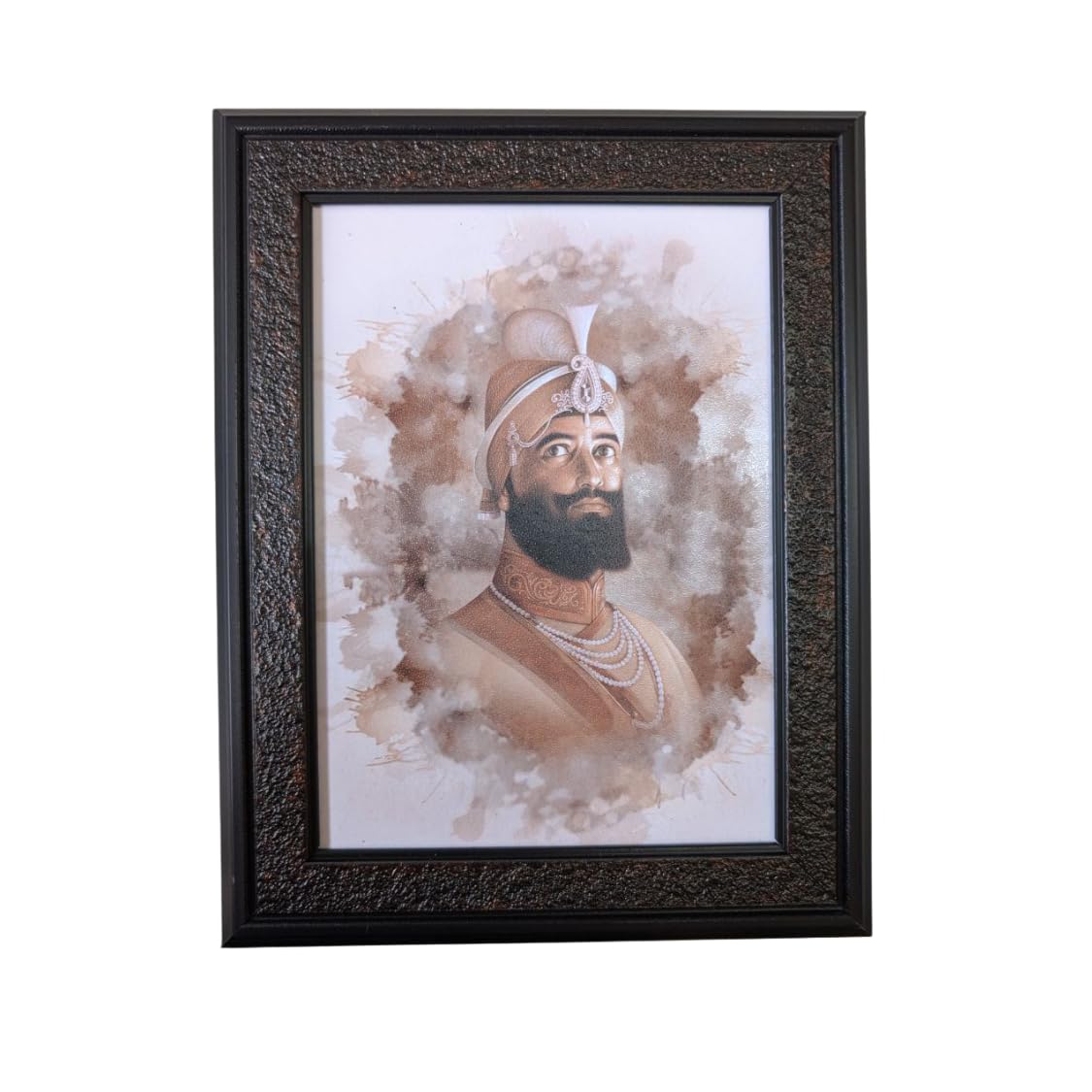 Guru Gobind Singh Ji Photo Frame with Table Stand 21x17 cm – Sikh Religious Picture for Wall or Desk | Spiritual Guru Ji Framed Photo for Home Decor, Office, Mandir, Pooja Room