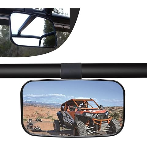 Coolboyer UTV 1.5" 1.75" 2" Clamp Side Center Wide RearView Mirror Adjustable for Polaris Ranger, RZR, Rhino, Honda Offroad Center Mirrors Cover