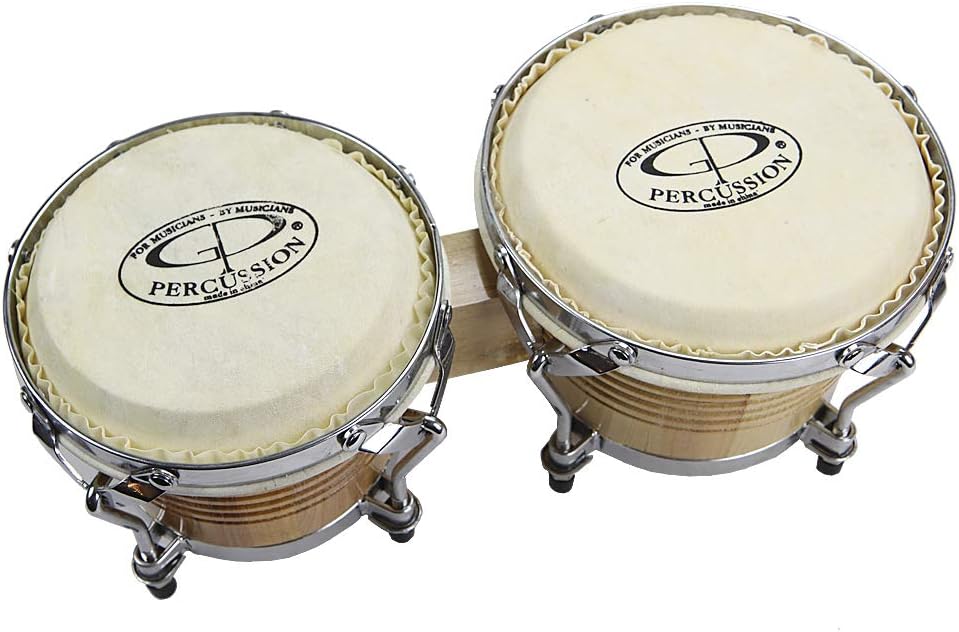GP Percussion B2 Pro-Series Tunable Bongos 6 & 7 Inch (Clear Finish, Hickory)