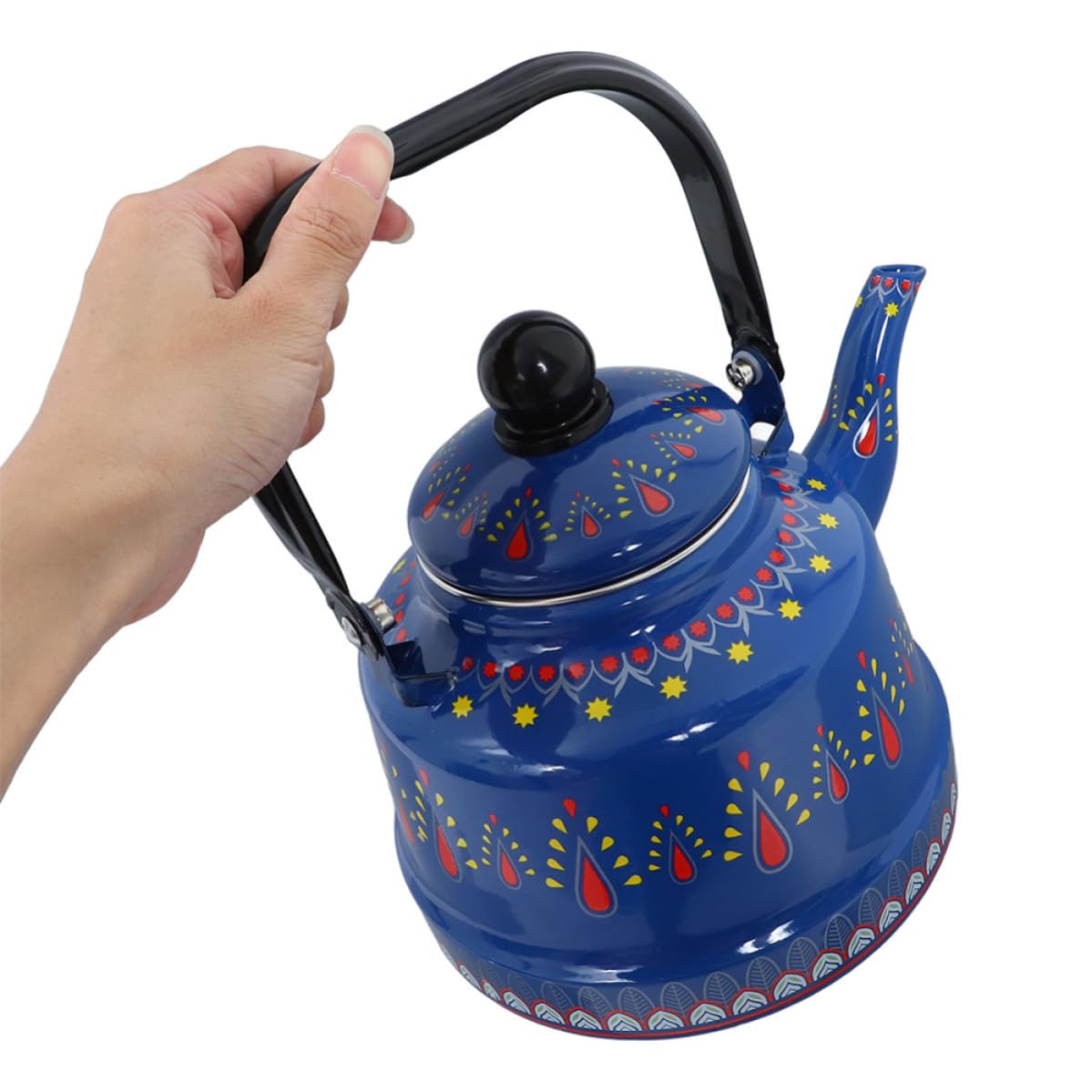 jojofuny Tetera Esmaltada Vintage de 1.7 L para Hervir Agua Rápido en Cocina, Hervidor de Agua con Diseño Retro y Uso Versátil para Hogar y Camping