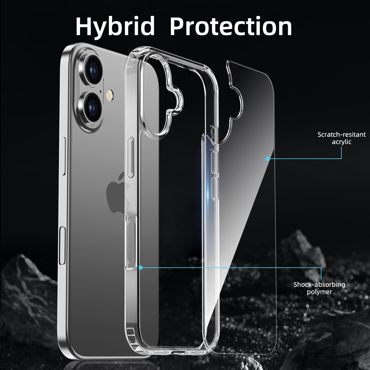 tigratigro Cover per iPhone 16 Plus, Anti Ingiallimento,Custodia con Assorbimento degli Urti e Anti-Graffio,Struttura Protettiva Antiscivolo, Classico Stile Cover Trasparente