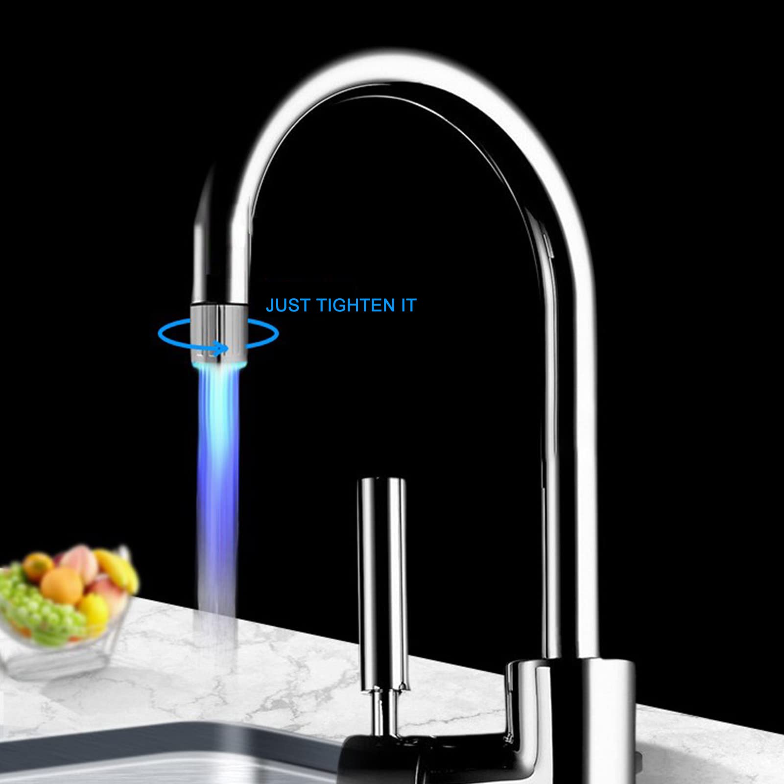 Rubinetto Sensore Temperatura Rubinetto Cascata Con Luci LED RGB - Cromato, Vetro, Per Bagno E Cucina, Sensore Temperatura Fontana Cucina