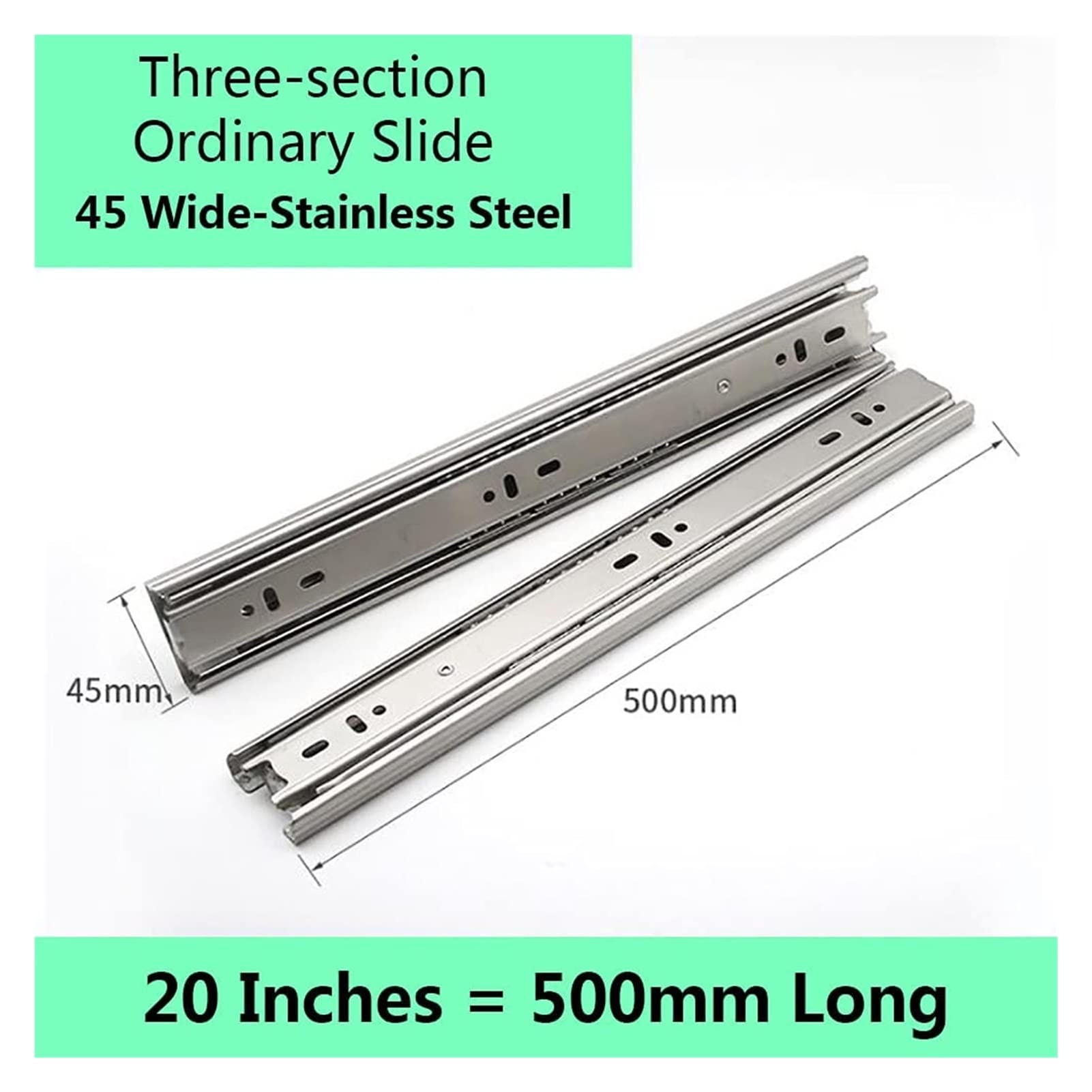 Zjeżdżalnia ze stali nierdzewnej Ra do mebli, 1 para, 20-50 cm, prowadnica Ra, srebrna 30 cm, płynny mechanizm przesuwny, wytrzymały system szyn ślizgowych
