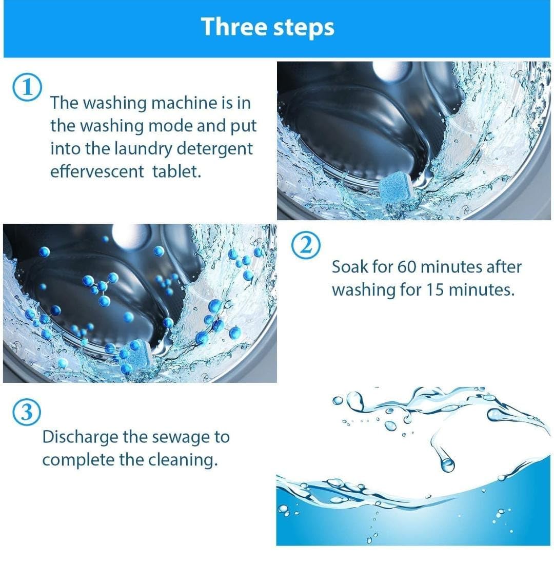 Klenzmo Washing Machine Descaling tablets | Removes limescale, residue & odors | For top & front load machines | Restores drum hygiene | Eco-friendly & easy to use. Pack Of - 30 2