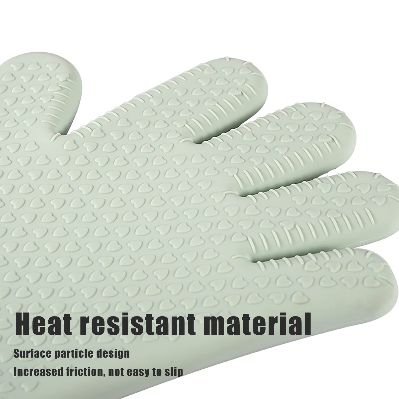 Guantes de silicona para barbacoa, guantes largos de horno de cocina con capa interior de algodón para barbacoa, cocinar, hornear, ahumador, verde, una pieza de
