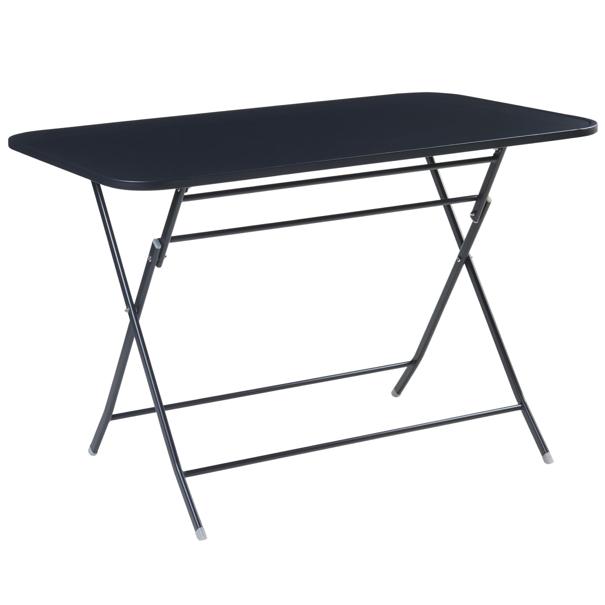 [en.casa] Gartentisch Sande Klapptisch 110 x 70 x 71 cm Balkontisch Stahl klappbar rechteckig Schwarz Outdoor-Beistelltisch faltbar