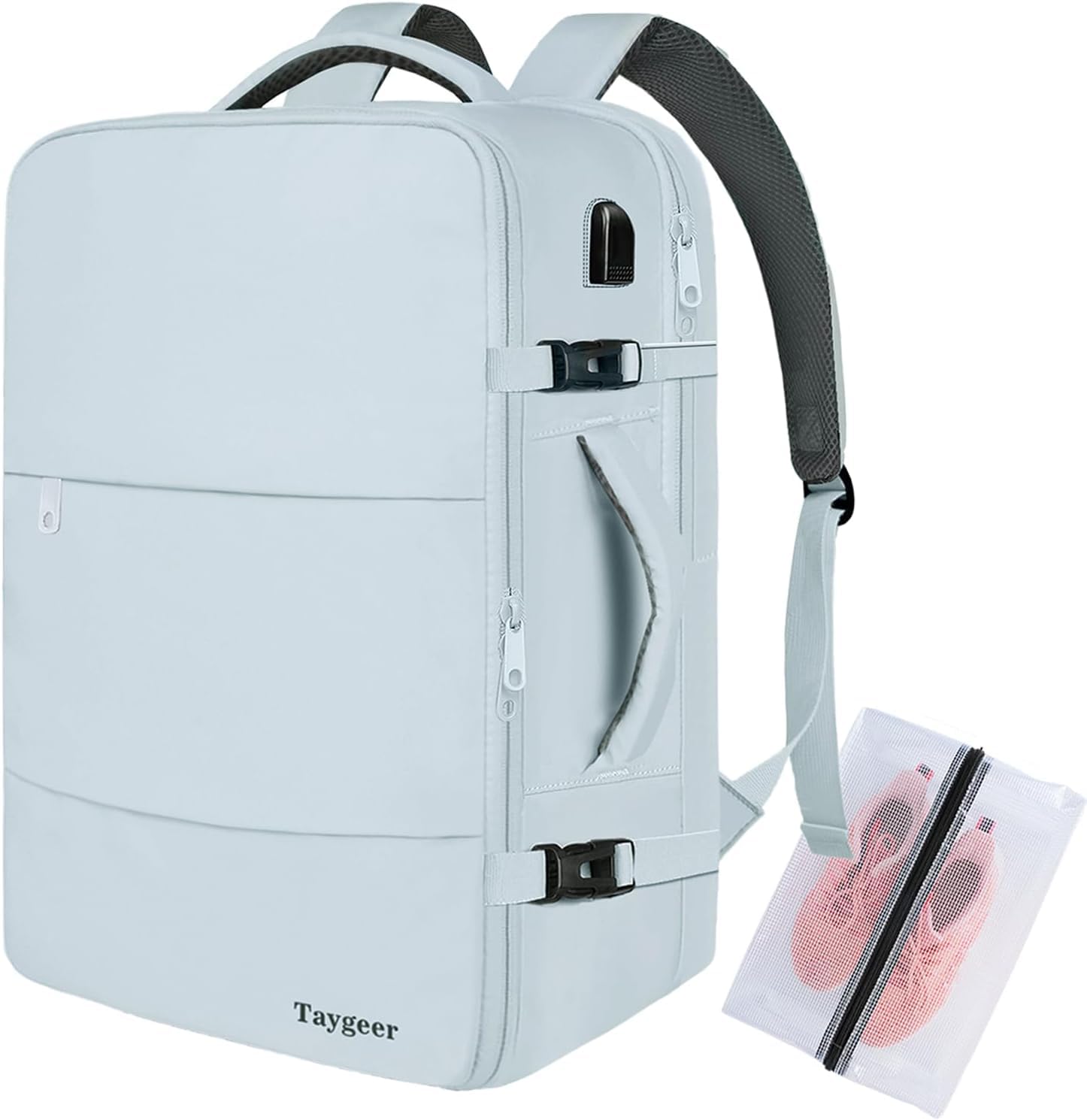 Taygeer for New Ryanair Cabin Bags 40x30x20 Underseat, Travel Backpack Cabin Size, Rucksack for Plane Hand Luggage Backpack for Travelling, Ryan Air Cabin Bag 40x30x20 with Separate Shoe Pouch, Black — view 27