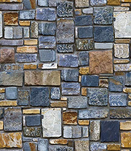Image of Impression Modern Brick Stone Home Wallpaper, 3D Pattern Self Adhesive Peel and Stick Waterproof HD Wallpaper (PVC Vinyl Stickers, 500 x 45 cm, Multicolour)