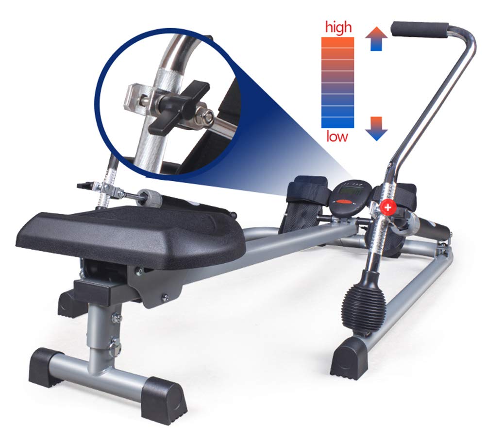 Máquina de Remo Plegable, Máquina de Remo Hidráulica, Resistencia Ajustable, con Pantalla LCD, Carga Máxima 120 Kg, para Gimnasio en Casa