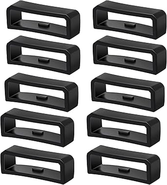 10Pcs 22mm Watch Band Holder Loop, Silicone Watch Strap Replacement Rubber Fastener Rings Band Keeper, Compatible with Garmin Smart Watch Wristband, Black