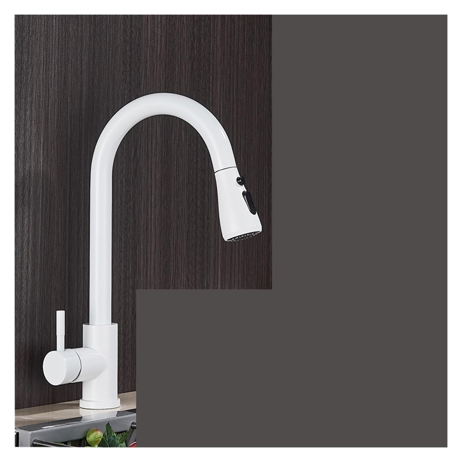 KKXXYQFC Black Pull Out Kitchen Sink Faucet Deck Mounted Stream Sprayer Mixer Tap Bathroom Hot Cold(Blanc)
