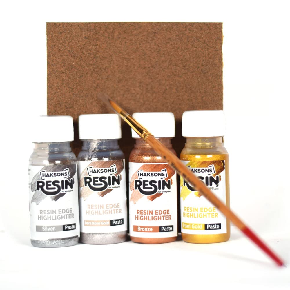 HaksonsResin Edge Highlighter (Pearl Gold, Dark Rose, Silver, Bronze, 30ml Each) - Pack of 4