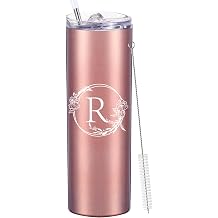 Personalized Tumbler Cup with Initials.Cup with Letter R 20oz Skinny Tumbler.Personalized Travel Monogram Letter Coffee Mug Gifts.Custom Initial Tumbler gifts for Women Birthday Christmas.