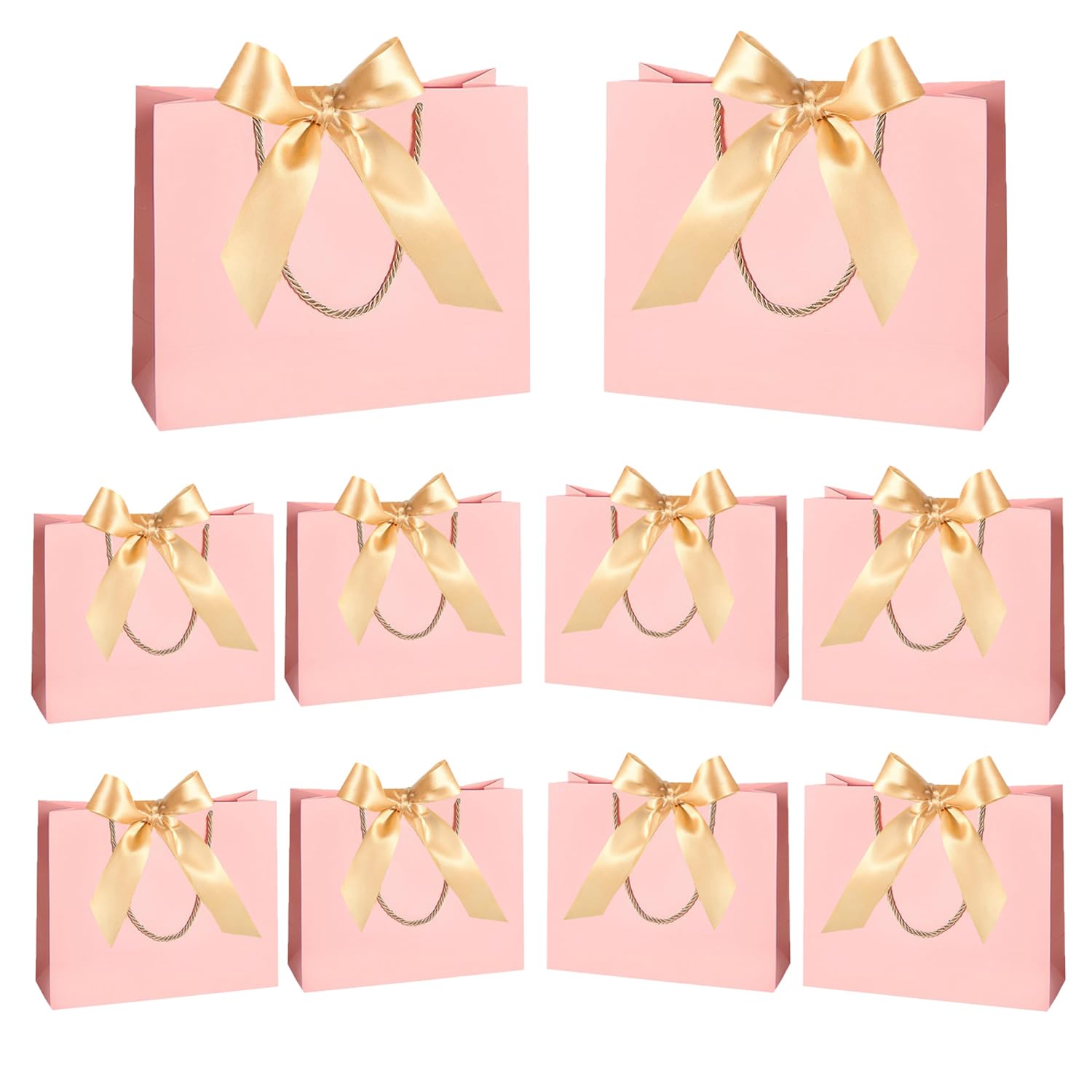 15 Pack Gift Bags With Handles, Gift Bag With Bow Ribbon Horizontal, Small Orange