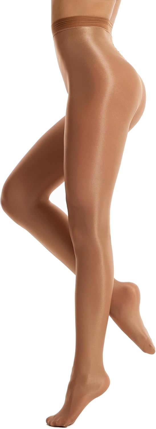 Frola Shaping Tights for Women 70D Shimmery Pantyhose for Dance Ballet Glitter Socks