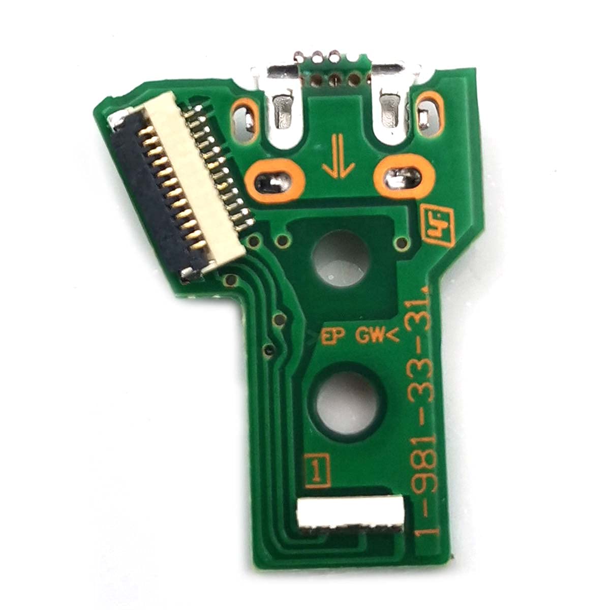 2pcs JDS-040 Replacement Charging Port Assembly 12 Pin for PS4 DualShock 4, Micro USB Adaptor Charger Socket Board Connector Module for Playstation DS4 Controller, Flex Cable