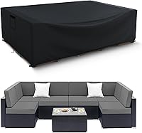Vista 19 de Fundas para muebles de patio impermeables, resistentes 600D, fundas para muebles de exterior para sofá seccional exterior, resistente al desgarro