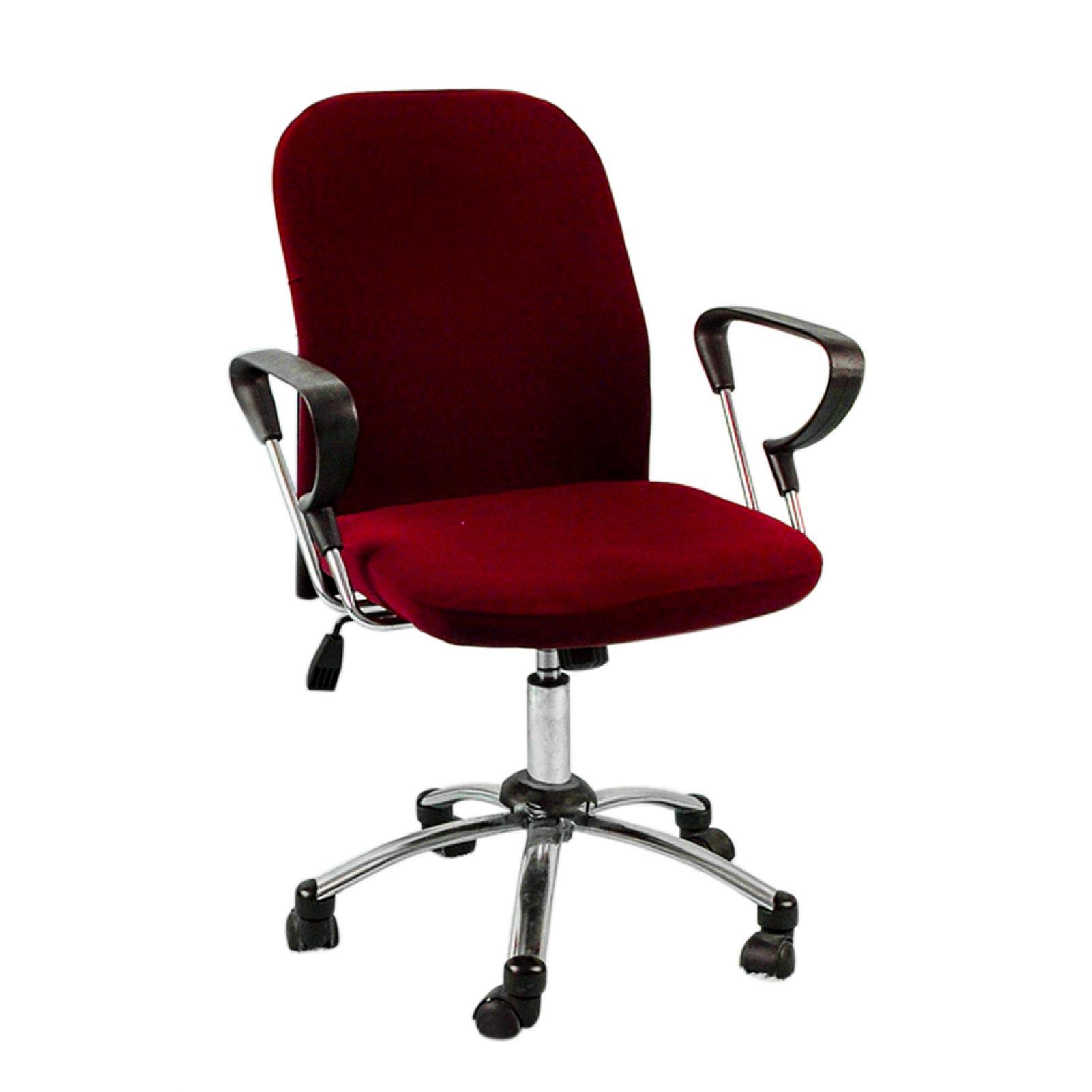 MOVKZACV Funda para silla de oficina, silla de computadora, universal, estilo simple, elástico, lavable, respaldo alto, tamaño grande (silla no incluida) (rojo vino)