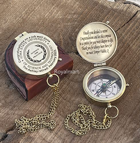 Brújula personalizada grabada de latón estilo antiguo para regalo de graduación, aniversario, bautizo, retiro y Navidad - Brújula funcional miniatura 2