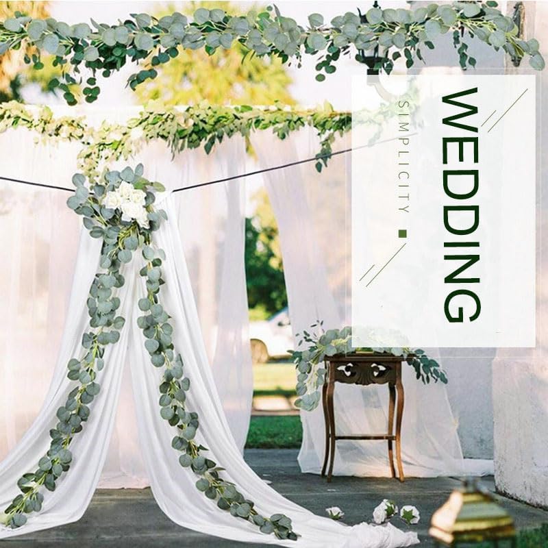Eucalyptus Garland,Artificial Eucalyptus Leaves Table Greenery Garland Wreath Vines for Wedding Party Table Fireplace Bedroom Wall Room Decor (4PCS) - Image 6