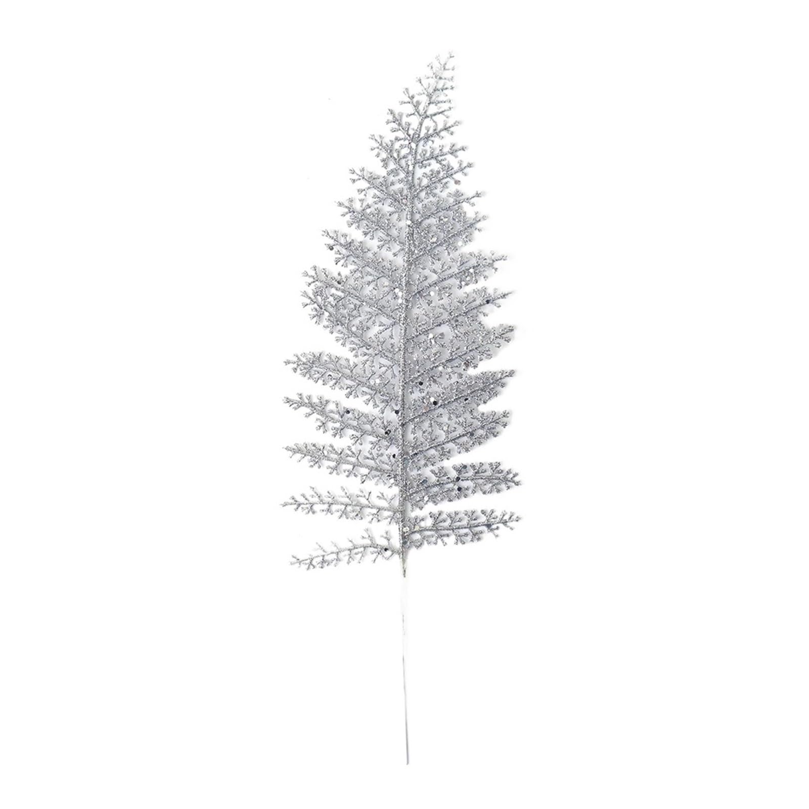 Casetlong 4Pcs Artificial Leaves Bouquet Fake Plant Tree Decoration For Xmas Garland Ornament Home Decor Accessories(Silver)
