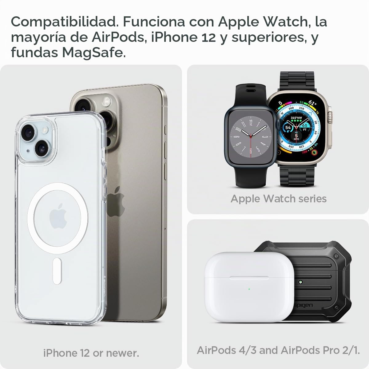 Spigen OneTap Pro 3 MagFit Soporte de MagSafe Carga Inalámbrica Rápida 3 en 1, Modo Standby iOS 17, Compatible con Modelos de iPhone 16,15,14,13,12, AirPods Pro 3 - Negro