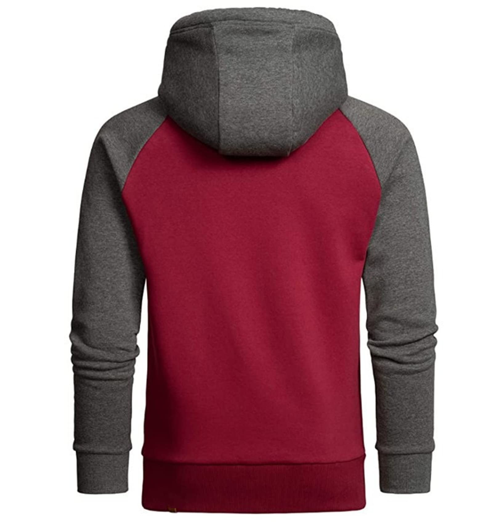 Maiyifu-GJ Men's Slim Fit Long Sleeve Hoodies Lightweight Color Block Pullover Hoodie Hipster Sports Gym Hooded Sweatshirt (Red,Medium)