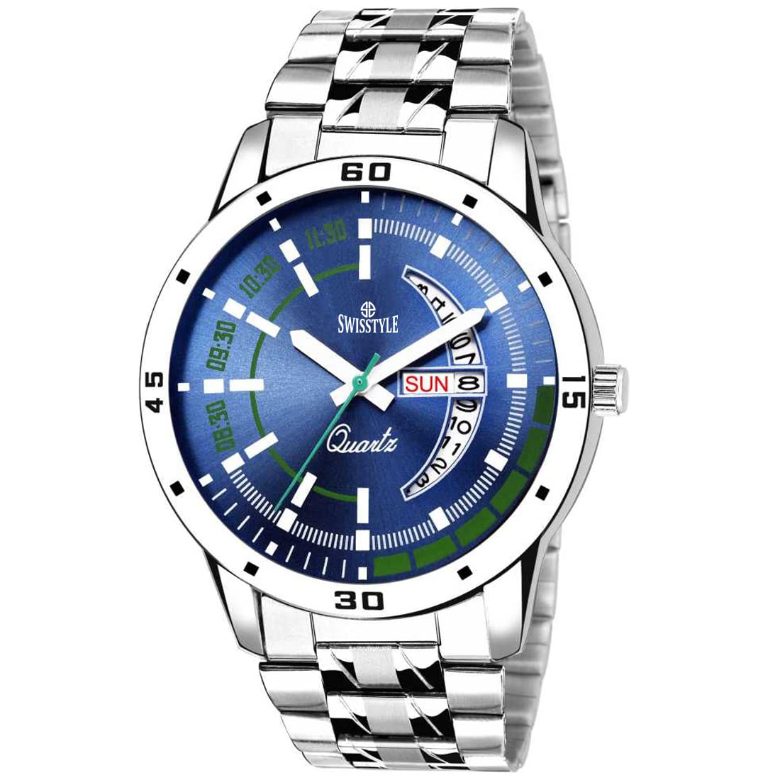 SWISSTYLE Blue Dial Day and Date Display Analog Watch for Men - SS-GR196-BLU-CH (B0B155QR4Q) Amazon Price History, Amazon Price Tracker