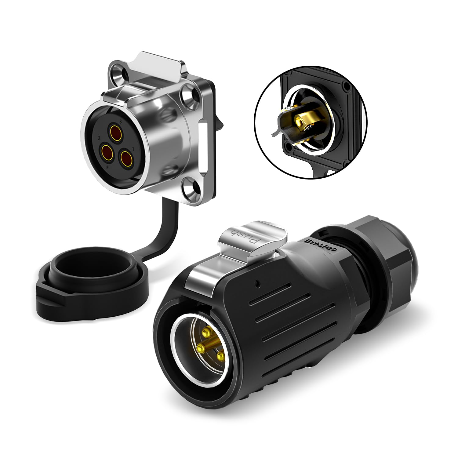 MECCANIXITY LP20 5 Pin Waterproof Connector, IP68 Circular Connectors Male Female - View #10