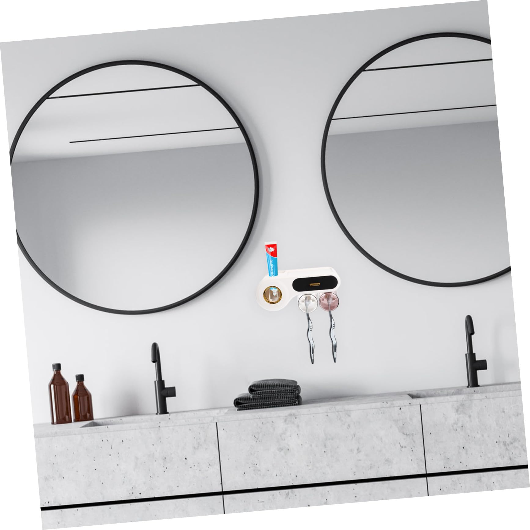 Portacepillos de Dientes de Pared Negro Plástico para Baño
