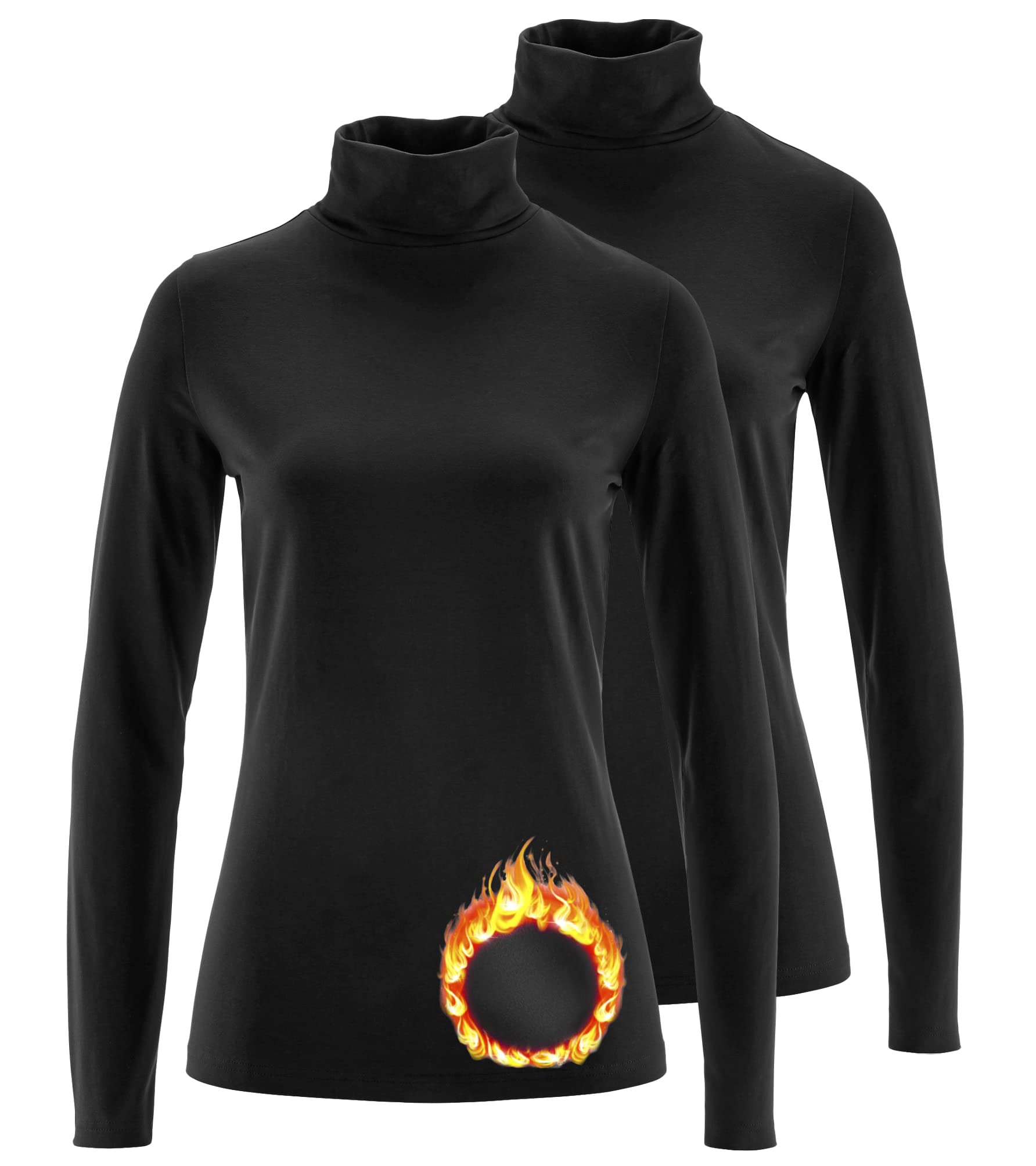 TAIPOVE Cotton Fleece Lined Turtleneck Top for Women Long Sleeve Mock Turtle Neck Lightweight Sweater Thermal Underwear Shirt